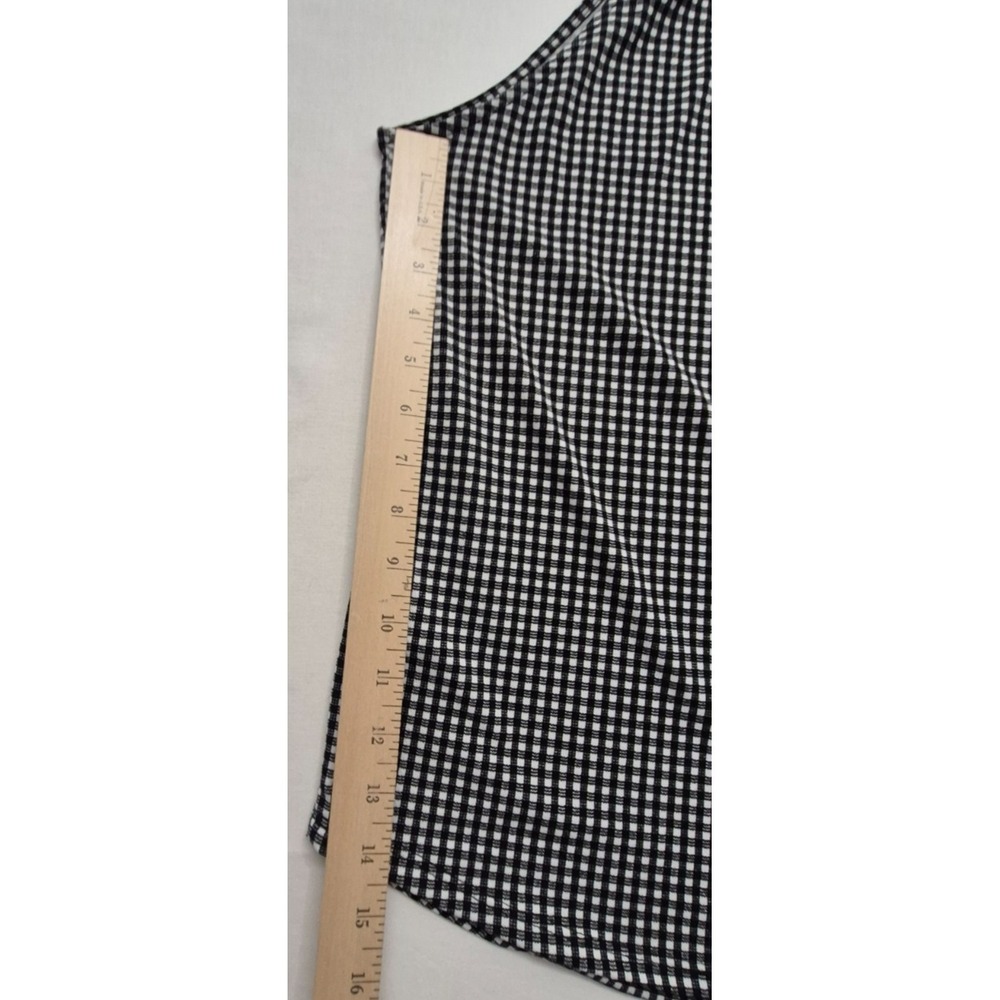 Adrianna Papell women black/white check Halter-Top Shirt Med. keyhole high neck - Picture 15 of 15